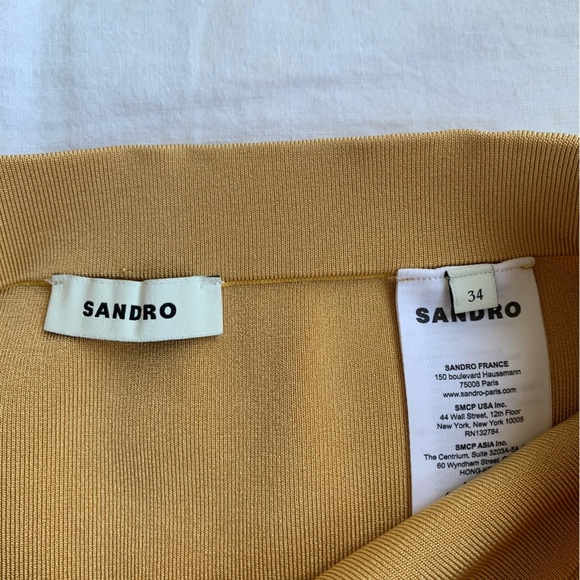 Sandro Aldira Fringe Dip Dye Ombré Festival Midi Column Skirt Brown Tan Orange - Picture 6 of 9